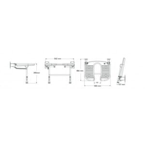 Douchezitje opklapbaar U-vorm - 58cm breed Douchezitje opklapbaar U-vorm - 58cm breed