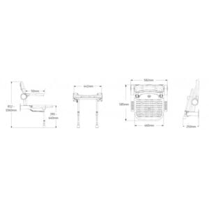 Douchezitje standaard met rug- en armleuning - 58cm Breed Douchezitje standaard met rug- en armleuning - 58cm Breed