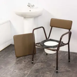 Toiletstoel in hoogte verstelbaar - Postoel Bruin | WC stoel met emmer Toiletstoel in hoogte verstelbaar - Postoel Bruin | WC stoel met emmer