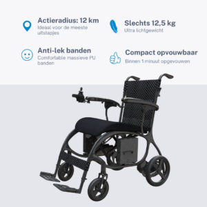 Lichtgewicht opvouwbare elektrische rolstoel - 12,5 kg - Carbon Lichtgewicht opvouwbare elektrische rolstoel - 12,5 kg - Carbon